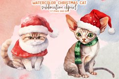 Watercolor Christmas Cat Sublimation Clipart Product Image 6