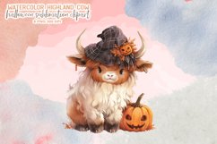 Watercolor Halloween Highland Cow Sublimation Clipart Product Image 6