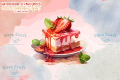 Watercolor Strawberries Desserts Sublimation Clipart Product Image 6