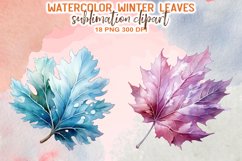 Watercolor Winter Leaves Sublmation Clipart Product Image 6