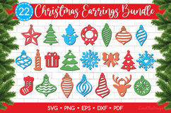 Cute Christmas Earrings SVG Bundle, Xmas Jewelry Laser Cut Product Image 1