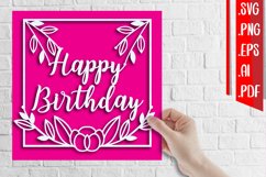 Happy Birthday Papercut 3 - svg eps ai png pdf Product Image 1