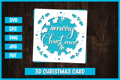 Merry Christmas Greeting Paper Cut Card I Christmas Card SVG Product Image 1