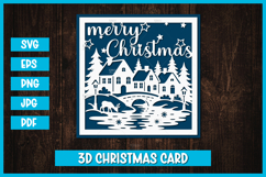 Christmas Greeting Paper Cut Card I Christmas Card SVG Product Image 1