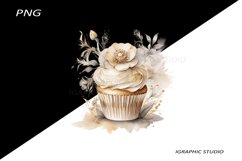 Gold Flowers Cupcake Clipart Product Image 1