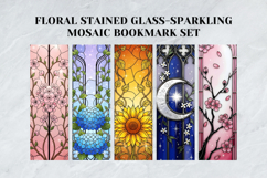 Floral Stained Glass &amp; Sparkling Mosaic Bookmark Set Product Image 6