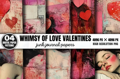 Whimsy of Love Valentines Collage Patterns PNG Product Image 1