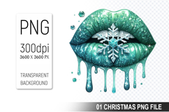Christmas lips Clipart PNG Design, Digital Download File Product Image 1