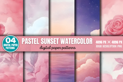 Pastel Sunset Watercolor Background Bundle PNG Product Image 7