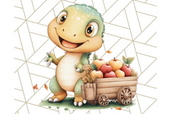 Fall Dinosaur PNG Clipart with Autumn Elements, Cute Dino Product Image 2