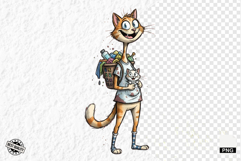 Whimsical Cat Mom With Kitten Clipart Product Image 1