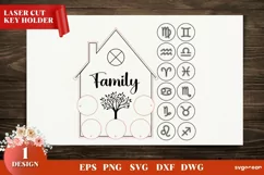 Family Zodiac Key Holder | Zodiac Keychain SVG | 5 Members Product Image 1