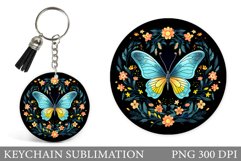 Butterfly Keychain Design. Flowers Keychain Template Product Image 1