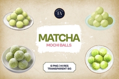 Matcha Mochi Balls Clipart Bundle 6 PNG Product Image 1