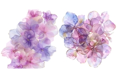 14 Watercolor Hydrangea Flowers Clipart Bundle, Pink Purple Product Image 7
