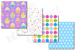 28 Sweet Rainbow Cupcakes Digital Papers Set Cupcake Desert Product Image 7