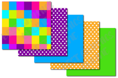 Bright Neon Colors Digital Papers Set, Polks Dots Background Product Image 7