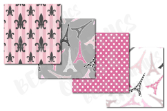 28 Pink Paris Digital Papers Set Eiffel Tower Oh la la Paper Product Image 6