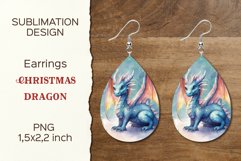 Christmas Dragon | Earring Teardrop | Sublimation Design Product Image 1