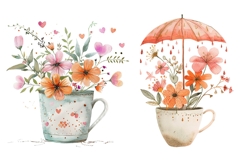 14 Watercolor Spring Flowers Clipart, Vintage Botanical Product Image 7