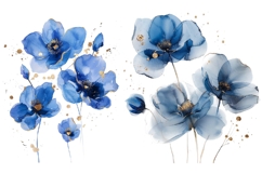 16 Blue Watercolor Floral Clipart Bundle, Abstract Flowers Product Image 7