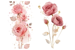 30 Watercolor Rose Clipart, Pink Floral PNG, Wedding Flowers Product Image 6