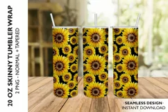 Sunflower Tumbler Sublimation Design, 20 OZ Skinny Tumbler Product Image 1