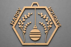 Happy Holidays Wooden Bauble Ornament Product Image 1