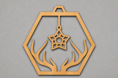 Deer Antler Star Wooden Ornament Product Image 1