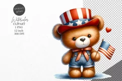 Patriotic clipart, Teddy bear clipart, Summer clipart Product Image 1