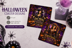 Witch Vintage Carnival Halloween decor square Coaster Product Image 1