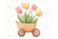 Pastel Watercolor Spring Clipart, Cheerful Floral Png Design Product Image 2