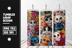 Cute cat pattern Tumbler Wrap | Sublimation | 20 oz Skinny Product Image 1