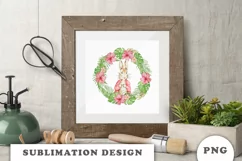 Rabbit and Tropical Floral wreath PNG Product Image 6