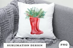Winter Floral Rubber boots Clipart PNG Product Image 6
