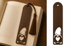 Minimalist Couple Heart Wooden Bookmark with Tassel Product Image 1