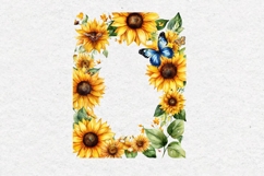 Watercolor Sunflowers Frame, PNG Product Image 2