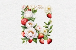 Watercolor Peonies and Strawberries, PNG Product Image 2