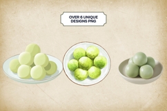 Matcha Mochi Balls Clipart Bundle 6 PNG Product Image 2