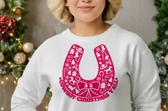 Cowboy Christmas Horseshoe SVG, PNG Cut file Silhouette Product Image 2