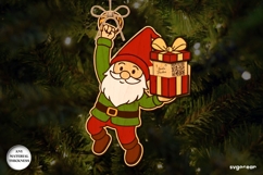 Christmas Gnome Santa Tracker Ornament SVG | Laser Cut Product Image 1