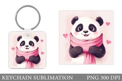 Panda Valentines Keychain. Panda Hearts Keychain Sublimation Product Image 1