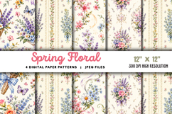 Spring Floral Digital Paper JPG Product Image 1
