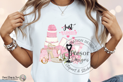 Pink Just Married Wedding PNG Bride Clipart Sublimation Product Image 6