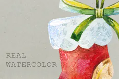 Vintage Watercolor Christmas Clipart & Seamless Patterns Product Image 9