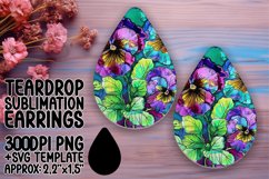Vibrant Floral Design Teardrop Earring PNG Product Image 1