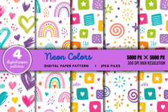 Neon Colors Digital Paper Pattern JPG Product Image 1
