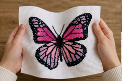 Cross stitch butterfly pattern, pink aesthetic embroidery Product Image 6