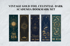 Vintage Gold Foil Celestial Bookmark Set,Antique Moon &amp; Star Product Image 6