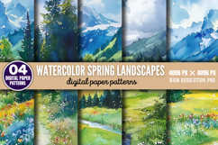 Watercolor Spring Landscapes Pack Digital Paper Background B Product Image 7